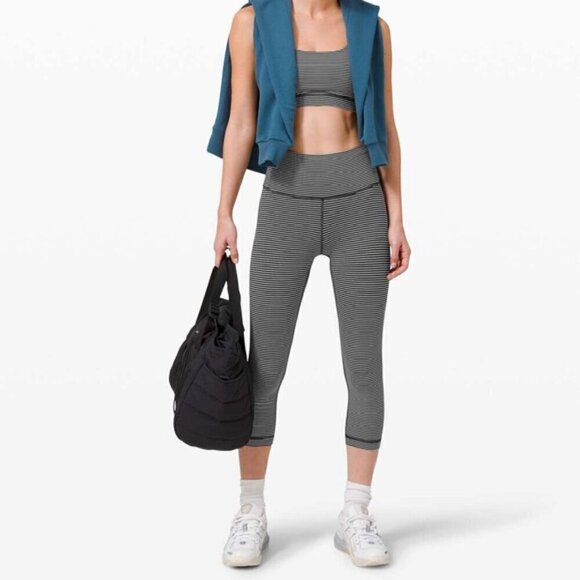 Lululemon Wunder Under Crop (High-Rise) Full-On Luxtreme Hype Stripe Black White - Picture 10 of 10